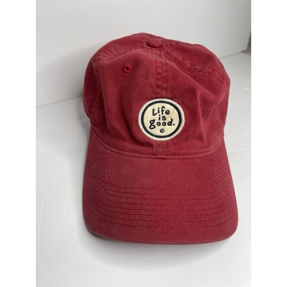 Life is Good M/L Adult Sized Dad Cap Red Logo Casual Cotton Hat - Picture 2 of 5